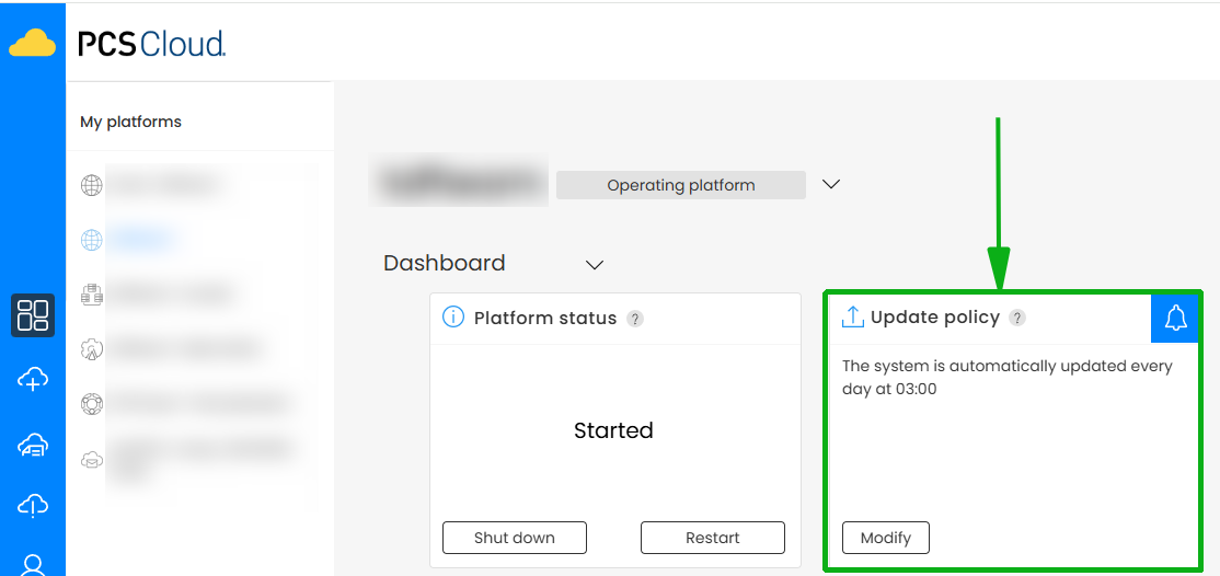 How do I configure the system update schedule for your platform?